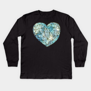 Heart of Glass Crystal Gemstone Jewel {Blue/Black} Kids Long Sleeve T-Shirt